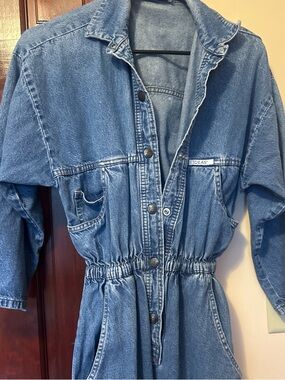 Blue Denim Jumpsuit - Casual Button-Front Romper